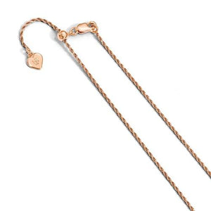 Sterling Silver Rose Gold Plated 1.2mm Rope Necklace Pendant Chain Adjustable