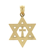 Załaduj obraz do przeglądarki galerii, 14k Yellow Gold Star of David with Cross Pendant Charm
