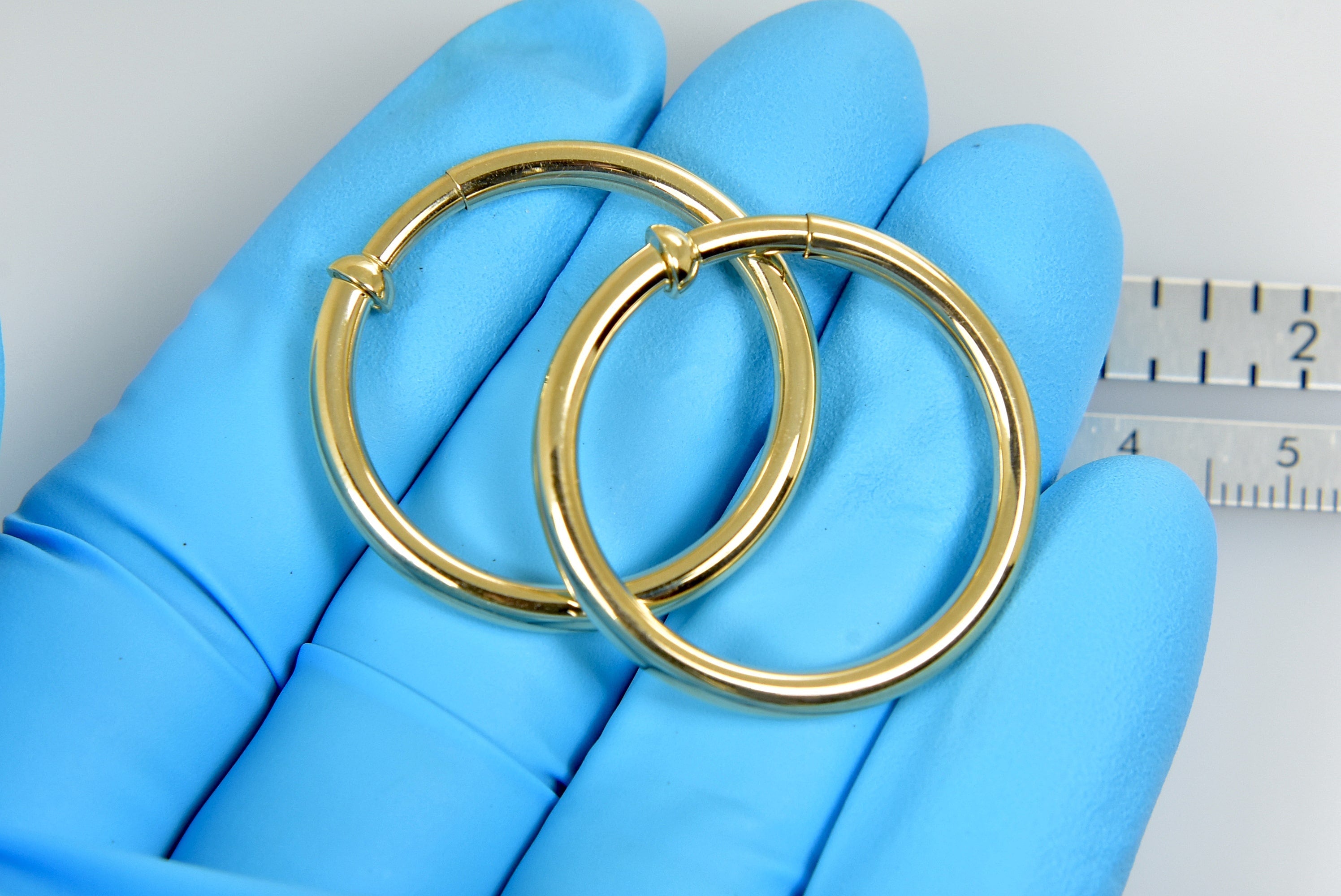 14K Yellow Gold 30mm x 3mm Non Pierced Round Hoop Earrings