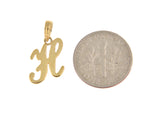 Load image into Gallery viewer, 14K Yellow Gold Script Initial Letter H Cursive Alphabet Pendant Charm
