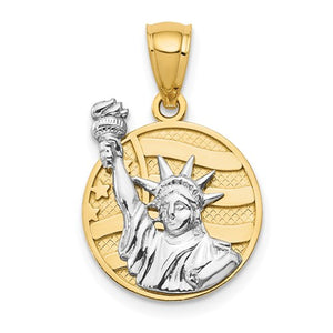 14k Gold Two Tone Statue of Liberty Pendant Charm - [cklinternational]