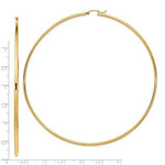 Afbeelding in Gallery-weergave laden, 14K Yellow Gold 100mm x 2mm Classic Round Hoop Earrings 3.93 inches Extra Large Diameter Giant Super Size Wide
