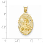 Lataa kuva Galleria-katseluun, 14k Yellow Gold Sacred Heart of Jesus Oval Pendant Charm
