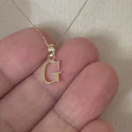 Load and play video in Gallery viewer, 14K Yellow Gold Uppercase Initial Letter G Block Alphabet Pendant Charm
