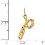 Afbeelding in Gallery-weergave laden, 14K Yellow Gold Lowercase Initial Letter P Script Cursive Alphabet Pendant Charm
