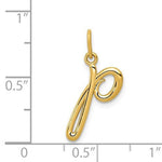 Afbeelding in Gallery-weergave laden, 10K Yellow Gold Lowercase Initial Letter P Script Cursive Alphabet Pendant Charm
