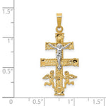 Lade das Bild in den Galerie-Viewer, 14k Gold Two Tone Caravaca Crucifix Cross Pendant Charm
