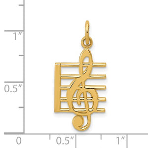 14k Yellow Gold Music Treble Clef Symbol Pendant Charm