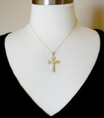 Φόρτωση εικόνας στο εργαλείο προβολής Συλλογής, 14k Gold Two Tone Crucifix Cross Large Pendant Charm
