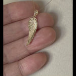 Load and play video in Gallery viewer, 14k Yellow Gold Angel Wing Pendant Charm
