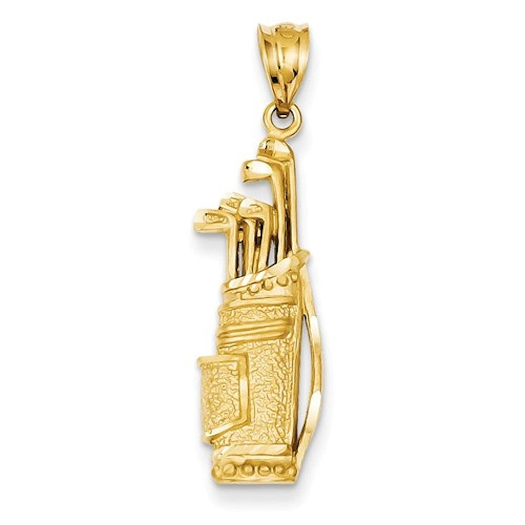 14k yellow gold golf clubs bag golfing pendant charm