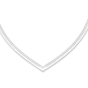 Sterling Silver 4mm Omega Cubetto V Shaped Choker Necklace Chain with Lobster Clasp