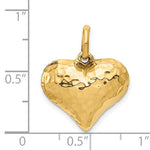 Cargar imagen en el visor de la galería, 14K Yellow Gold Puffy Hammered Heart 3D Hollow Pendant Charm
