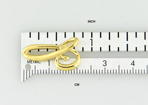 14k Yellow Gold Initial Letter P Cursive Chain Slide Pendant Charm