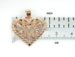 Load image into Gallery viewer, 14k Rose Gold and Rhodium Filigree Heart Pendant Charm
