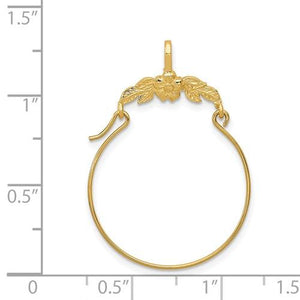 14K Yellow Gold Flower Floral Design Charm Holder Pendant
