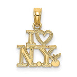 이미지를 갤러리 뷰어에 로드 , 14K Yellow Gold I Heart Love NY New York City Travel Pendant Charm

