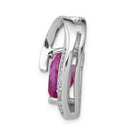 Ladda upp bild till gallerivisning, 14k White Gold Lab Created Pink Sapphire with Genuine Diamond Chain Slide Pendant Charm
