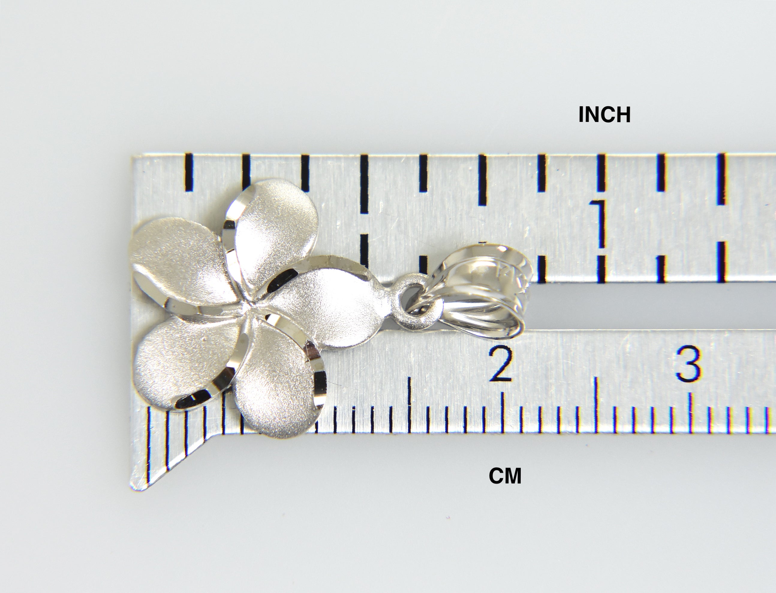 14k White Gold Plumeria Flower Small Pendant Charm