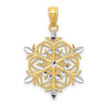 Lataa kuva Galleria-katseluun, 14k Yellow Gold and Rhodium Snowflake Pendant Charm
