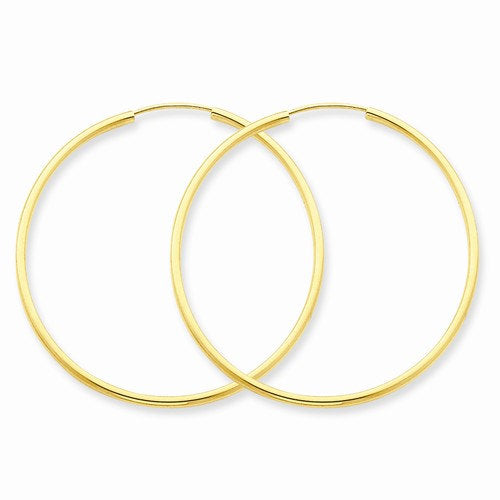 14K Yellow Gold 36mm x 1.5mm Endless Round Hoop Earrings