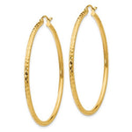 將圖片載入圖庫檢視器 14K Yellow Gold Diamond Cut Round Hoop Textured Earrings 45mm x 2mm
