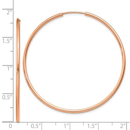 14k Rose Gold Round Endless Hoop Earrings 44mm x 1.5mm