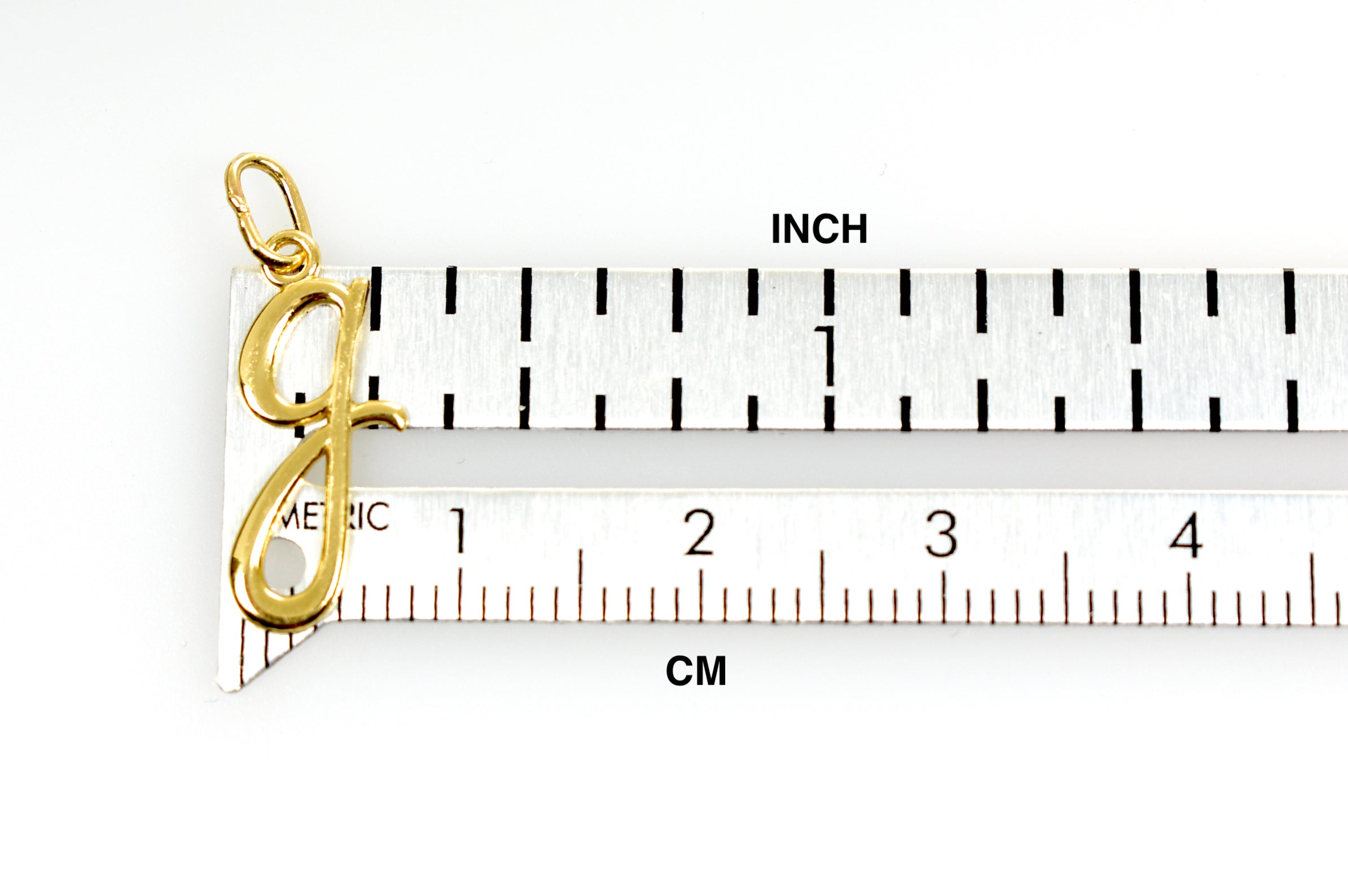 14K Yellow Gold Lowercase Initial Letter G Script Cursive Alphabet Pendant Charm