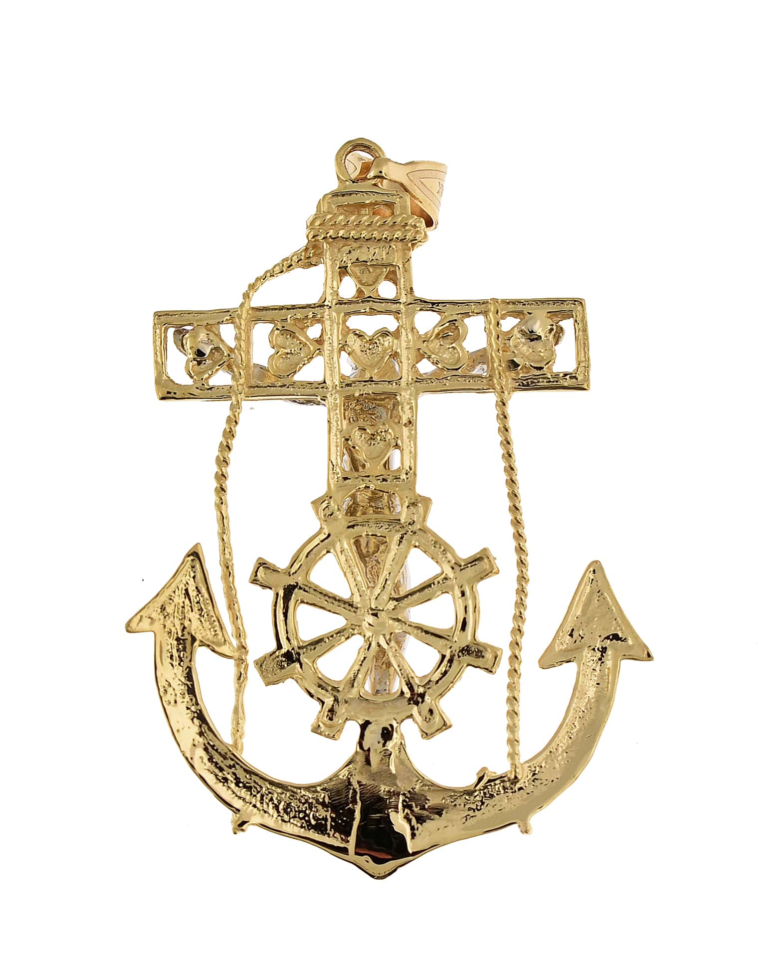 14k Gold Two Tone Mariners Cross Crucifix Pendant Charm - [cklinternational]