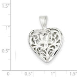 Lataa kuva Galleria-katseluun, Sterling Silver Puffy Filigree Heart 3D Pendant Charm
