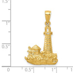 Carregar imagem no visualizador da galeria, 14k Yellow Gold Lighthouse Open Back Pendant Charm
