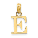 Indlæs billede til gallerivisning 14K Yellow Gold Uppercase Initial Letter E Block Alphabet Pendant Charm
