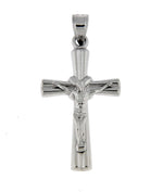 이미지를 갤러리 뷰어에 로드 , 14k White Gold Cross Crucifix Reversible Hollow Pendant Charm
