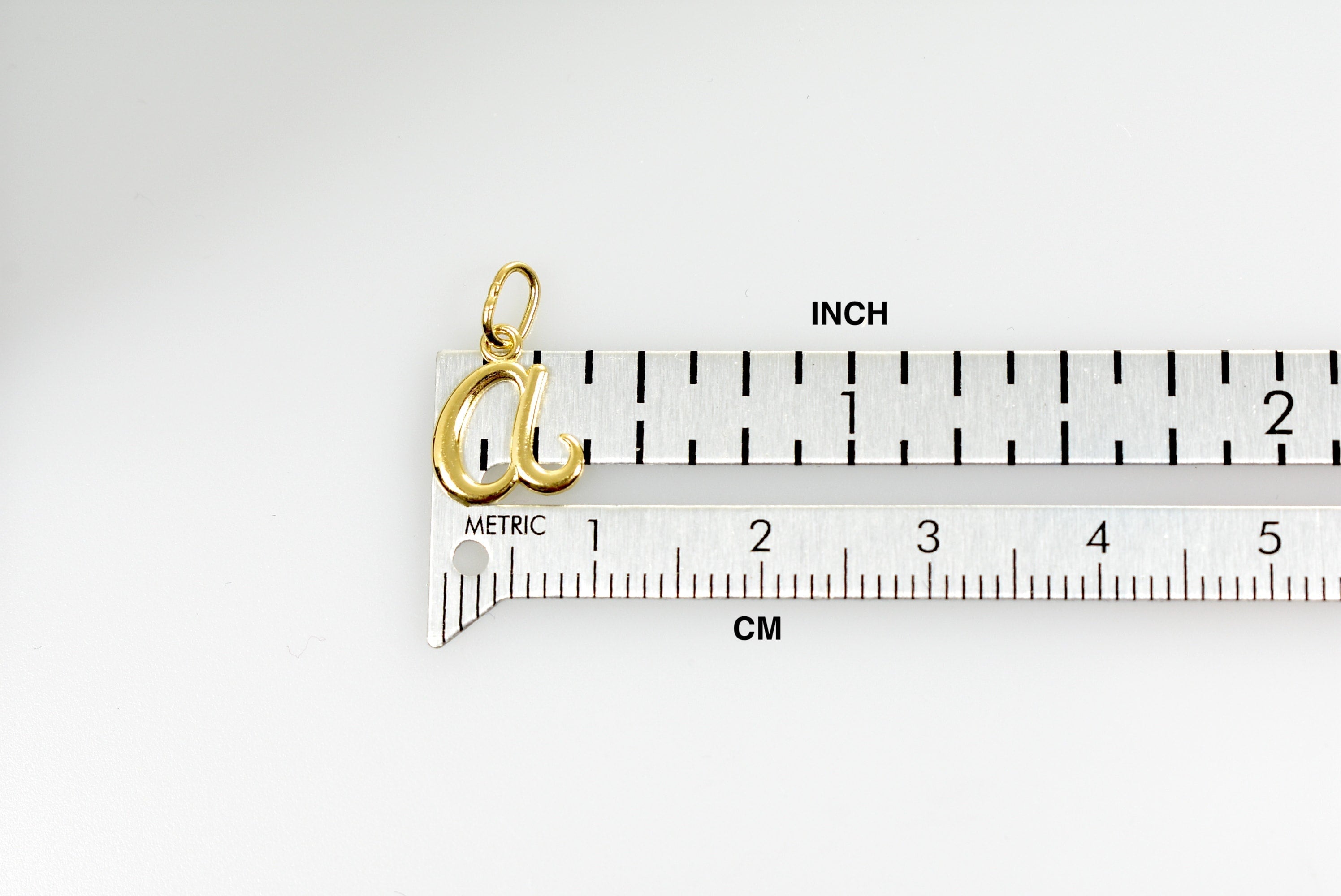 10K Yellow Gold Lowercase Initial Letter A Script Cursive Alphabet Pendant Charm
