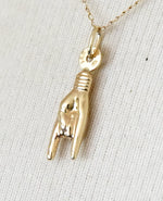 Load image into Gallery viewer, 14k Yellow Gold Rock On Good Luck Hand Pendant Charm
