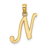 將圖片載入圖庫檢視器 14K Yellow Gold Script Initial Letter N Cursive Alphabet Pendant Charm
