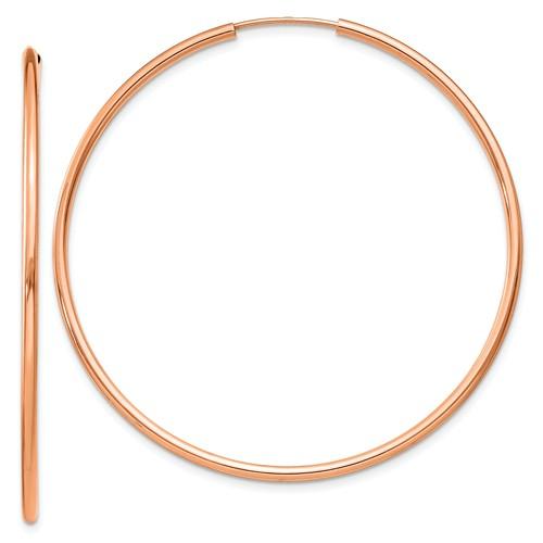 14k Rose Gold Round Endless Hoop Earrings 44mm x 1.5mm