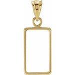 Load image into Gallery viewer, 14K Yellow Gold Holds 15mm x 8.5mm x 0.65mm Coins Credit Suisse 1 gram Tab Back Frame Mounting Holder Pendant Charm
