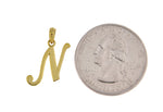 Load image into Gallery viewer, 10K Yellow Gold Script Initial Letter N Cursive Alphabet Pendant Charm
