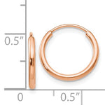 Load image into Gallery viewer, 14K Rose Gold 13mm x 1.5mm Endless Round Hoop Earrings
