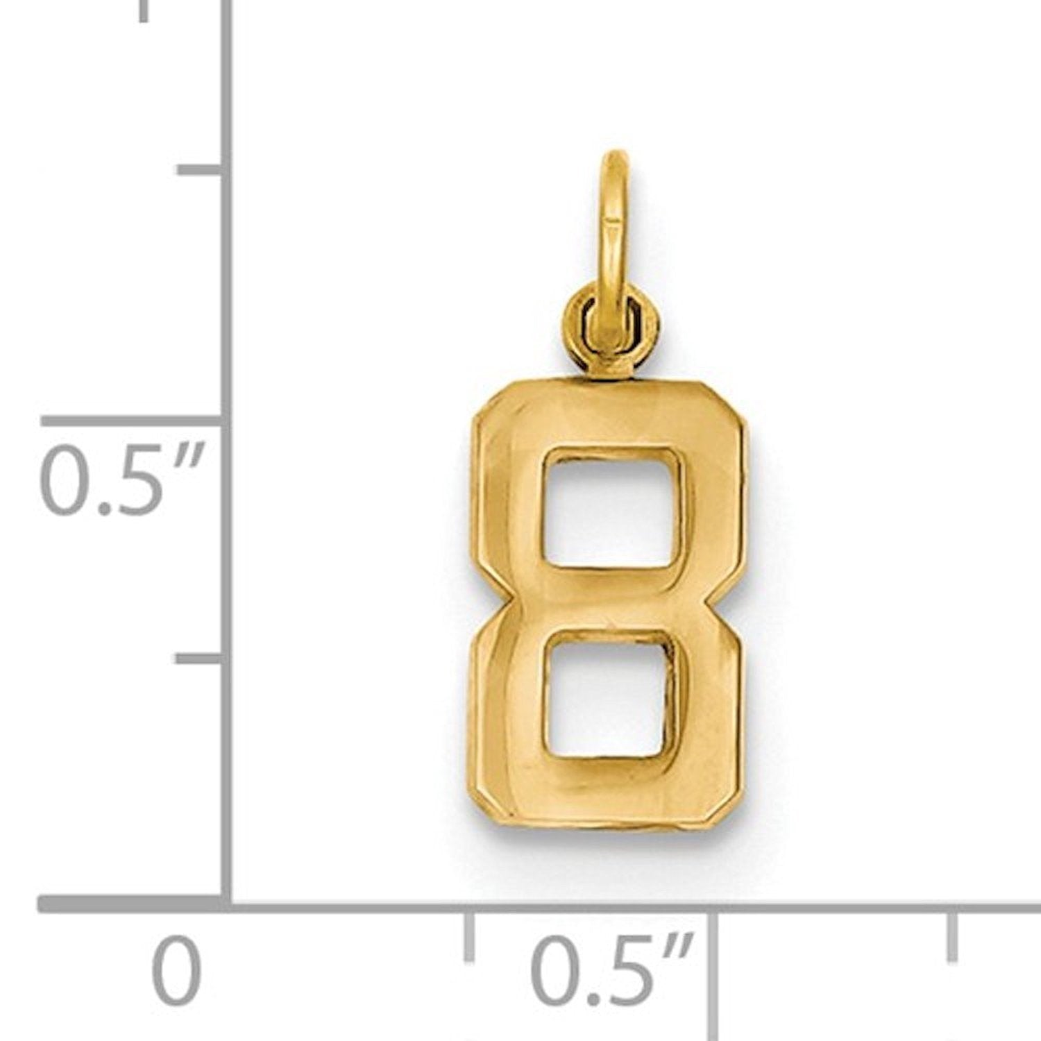 14k Yellow Gold Number 8 Eight Pendant Charm