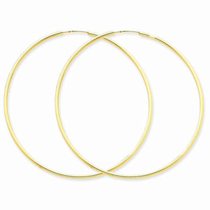 14K Yellow Gold 55mm x 1.5mm Endless Round Hoop Earrings