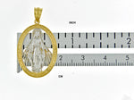 將圖片載入圖庫檢視器 14k Yellow Gold and Rhodium Blessed Virgin Mary Miraculous Medal Oval Pendant Charm
