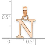 Load image into Gallery viewer, 14K Rose Gold Uppercase Initial Letter N Block Alphabet Pendant Charm
