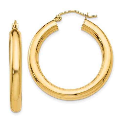 14K Yellow Gold Classic Round Hoop Earrings 29mmx4mm