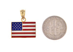 Załaduj obraz do przeglądarki galerii, 14k Yellow Gold with Enamel USA American Flag Pendant Charm

