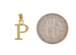 Cargar imagen en el visor de la galería, 14K Yellow Gold Uppercase Initial Letter P Block Alphabet Pendant Charm
