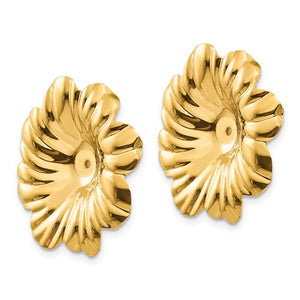 14K Yellow Gold Flower Floral Earring Jackets