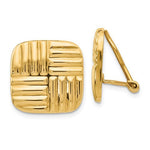 將圖片載入圖庫檢視器 14K Yellow Gold Square Basket Weave Geometric Style Non Pierced Clip On Earrings
