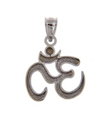 Load image into Gallery viewer, 14k White Gold Om Symbol Open Back Pendant Charm
